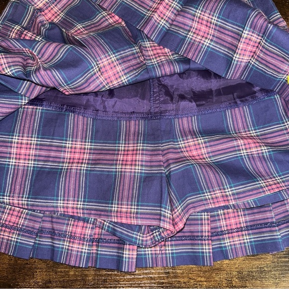 Spao x Sailor Moon Shorts Womens Small Purple Plaid Pleated Moon Logo Mini Skort - Picture 4 of 9